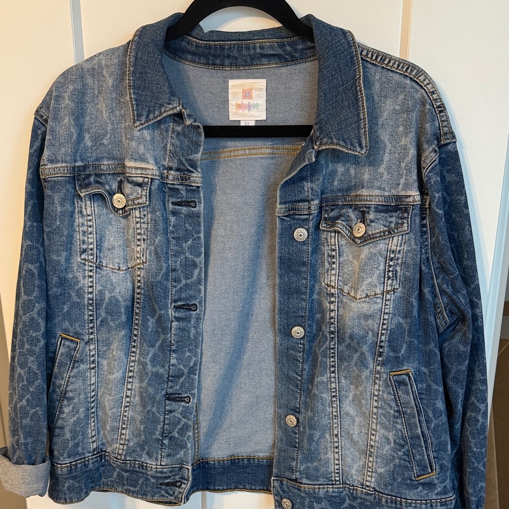 LuLaRoe leopard burnout Denim Jacket